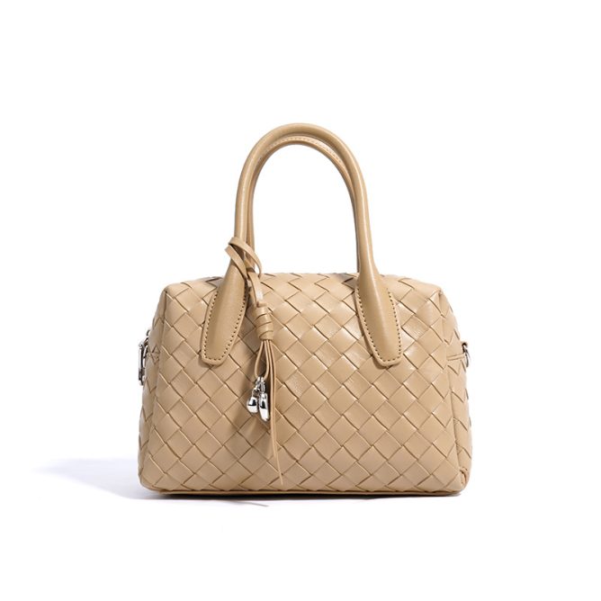 Cowhide Braided Handbag