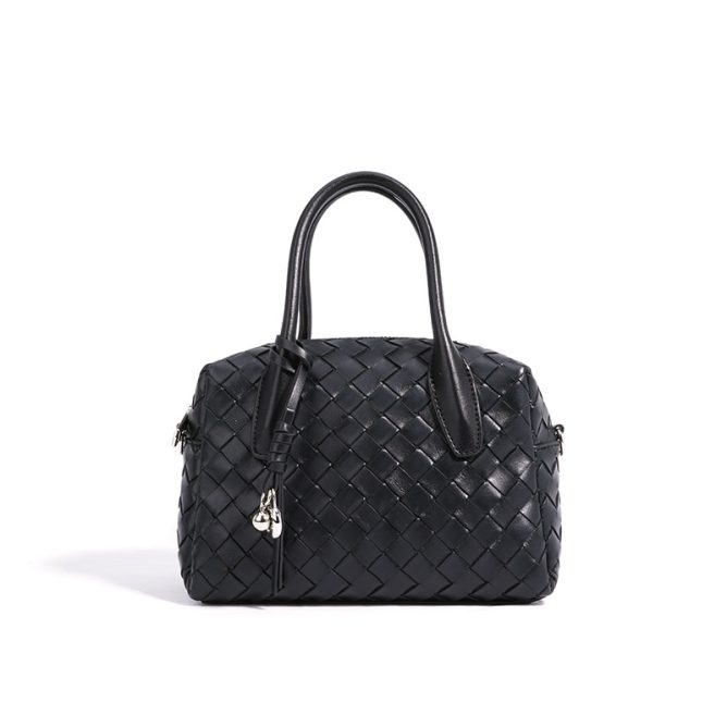 Cowhide Braided Handbag